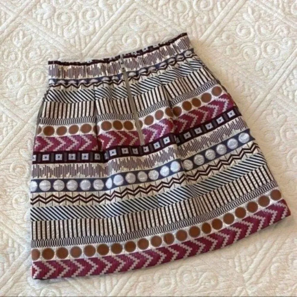 Anthropologie Nomad Metallic Geo Skirt Size 2